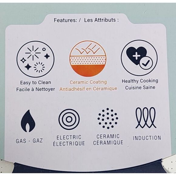 D&W Deane and White Cookware 9.5in Ceramic Interior Nonstick Skillet Frying Pan - Picture 5 of 16